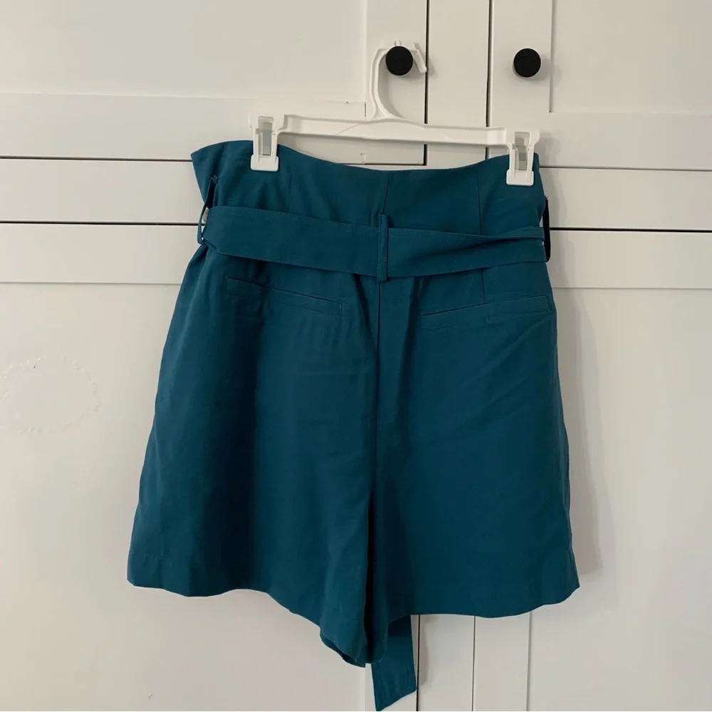 A New Day Teal High Waist Pocket Paperbag Shorts Size 16
